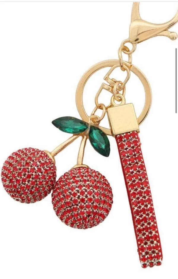 RHINESTONE CHERRY KEYCHAIN Red - Image 2