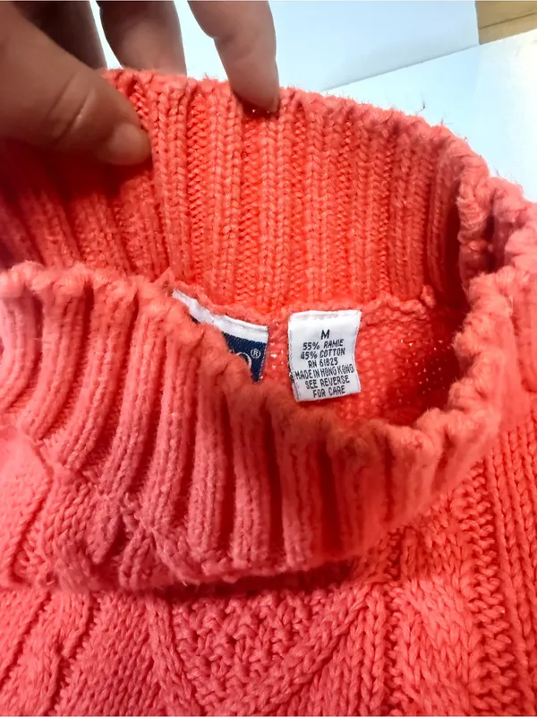 Nuovo Cable Knit Mock Turtleneck Sweater in Orange - Image 6