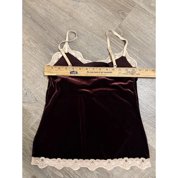 NY& Co. Authentic Y2K Brown Velvet Lace Camisole Babydoll Grunge Goth USA Size M - Image 5