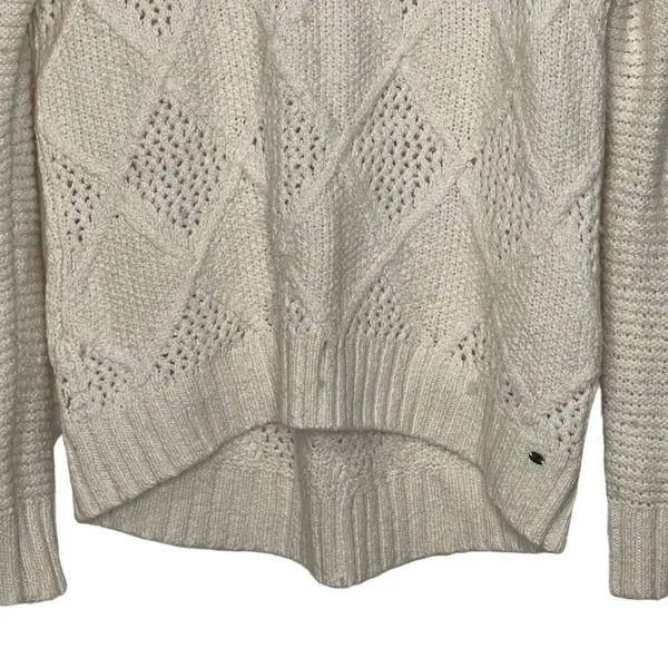 American Eagle Open Knit Sweater Size‎ Small Cream Cotton Wool Stretch Blend - Image 4