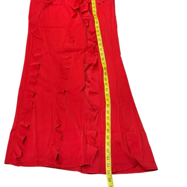 NWT Club L Red Ruffle Plunge Maxi Dress US 4 UK 8 Wedding Guest Formal Sexy - Image 9
