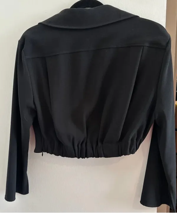 ZARA Black Cropped Tie-Front Jacket XS Long Sleeve Short Womens Casual Solid - Image 2