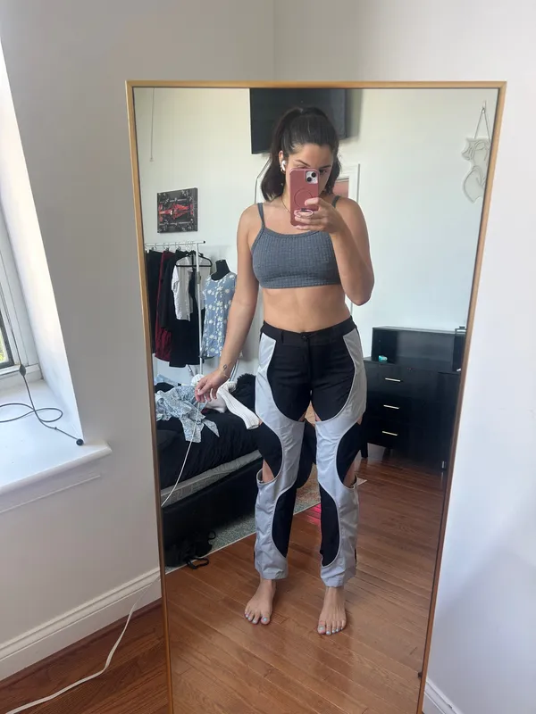 SheIn Black and grey cut out pants - Image 3