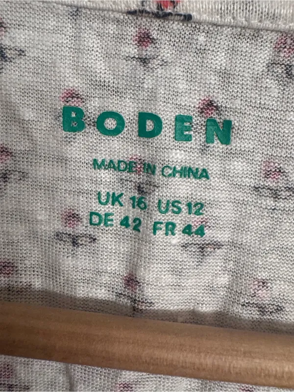 BODEN Floral Jersey Tee White Size 12 - Image 5