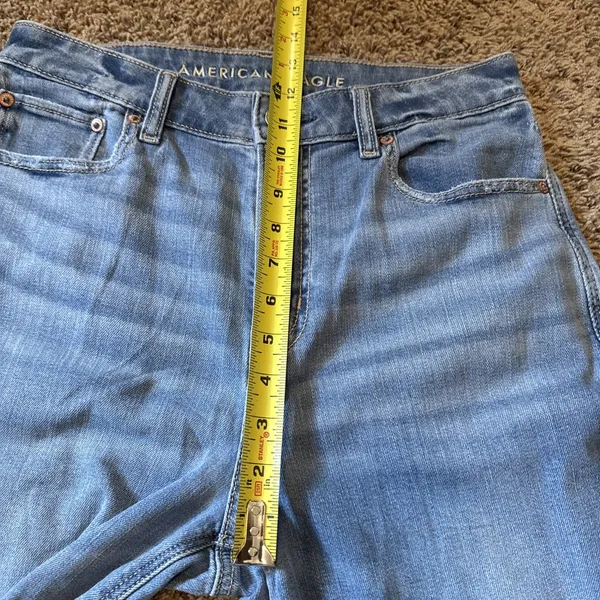 American Eagle Super High Rise Baggy Wide Leg Jeans Light Wash Womens 4 Long - Image 4