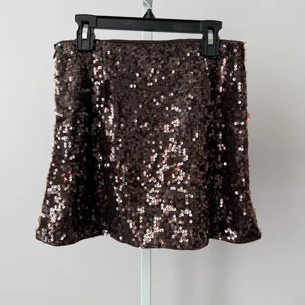 Petal + Pup sz XS Brown Sequin Mini Skirt‎ Party Glam Night Out Sparkly - Image 7