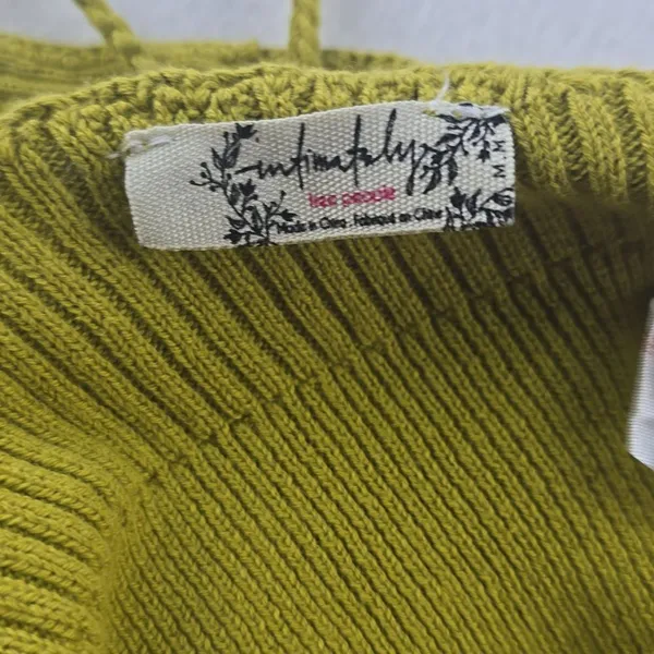 Free People -363‎ Intimately Citron Tie Back Crochet Knit Crop Top Size M - Image 6