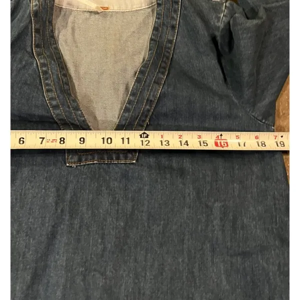 Free People Dreaming Of Denim Hendrix Tunic Oversized Women’s Sz S Denim Blue - Image 16