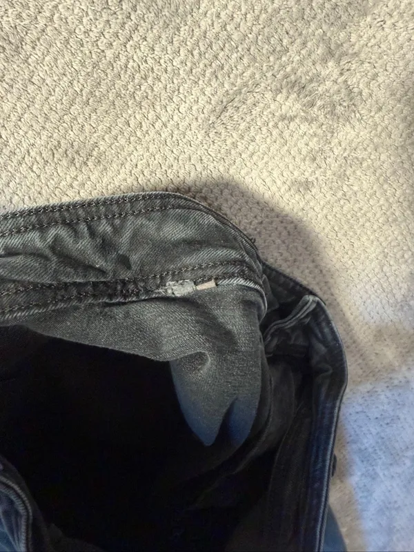 Zara Marine Straight High Rise Wide Leg Jeans Charcoal Gray Raw Hem Size 8 #1900 - Image 9