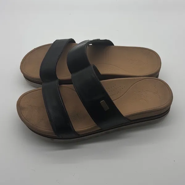 Reef Cushion Vista Hi Black Tan Platform Double Strap Slide Sandals Womens 8 - Image 9
