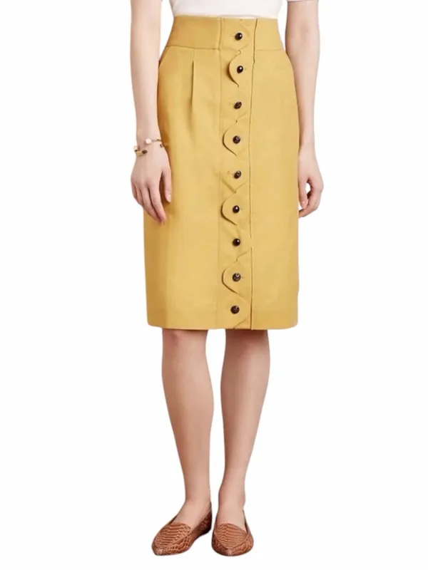 Anthropologie Maeve Ada Button-front Pencil Skirt Size 2 EUC - Image 2