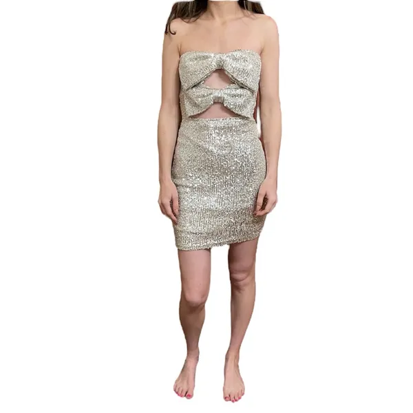 Windsor Sequin Bows Cutout Bodycon Mini Dress - Image 10