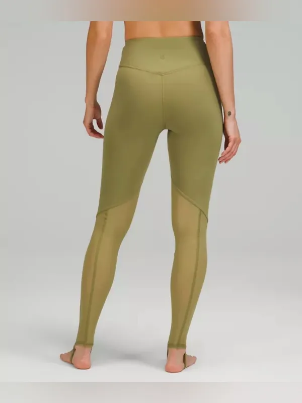 ✨ Lululemon Nulu Crisscross Mesh‎ Stirrup Tight Olive Green Leggings Sz 6 ✨ - Image 2