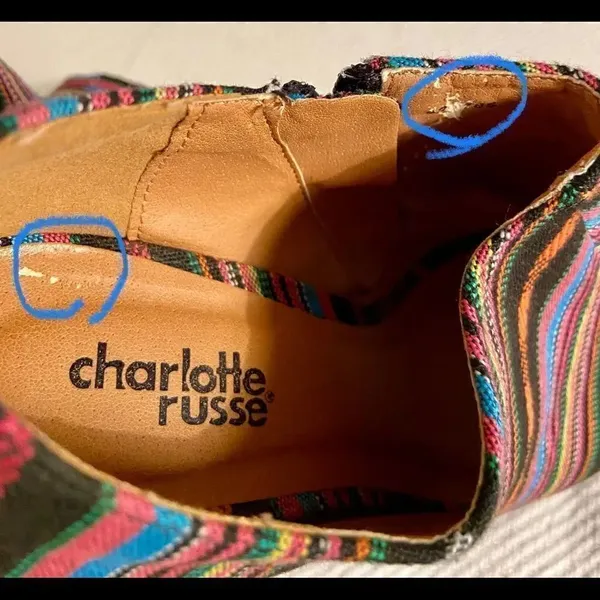 Charlotte Russe Black Colorful Wedge Heel Aztec Open Toe Shoes Women Sz 6 - Image 9