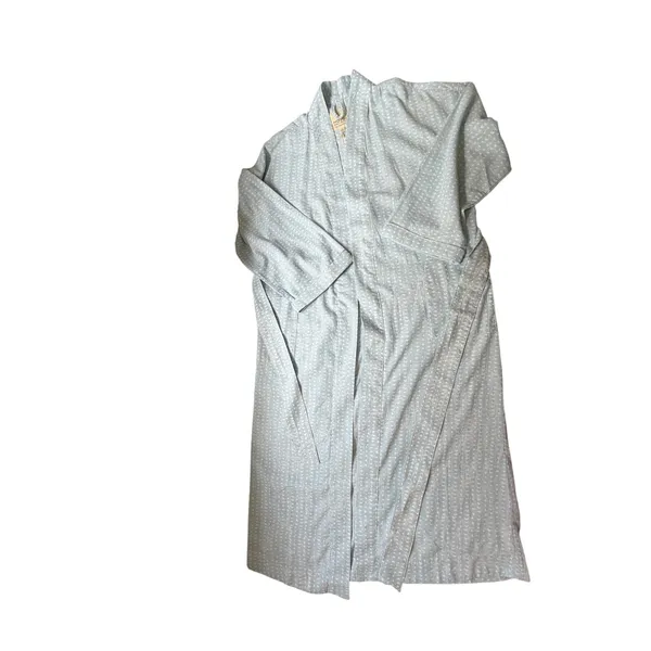 NWT Haven Well Within Cotton Linen Long Robe Medium Batik Dot Saltwater Quiet - Image 6