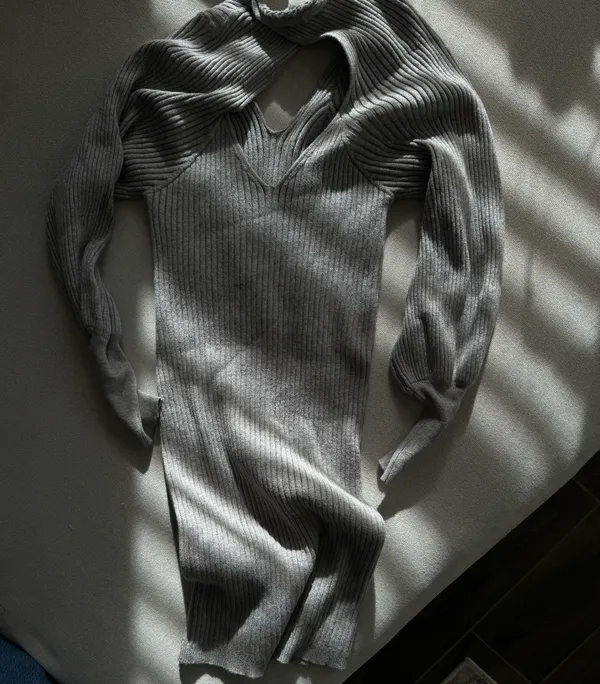 Gray Midi Sweater Dress - Image 6