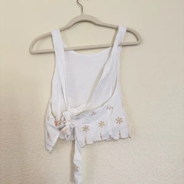NWOT Free People Kayla Solid Embroidered Cropped Blouse Top - Image 7