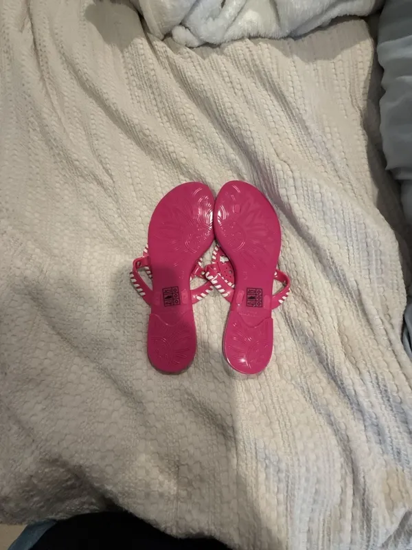 Jack Rogers Jelly Sandals Pink and White Size 10 - Image 3
