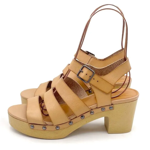 J. Crew The Chloe Clog Platform Strappy Sandal in Saddle Tan Faux Leather Size 7 - Image 2