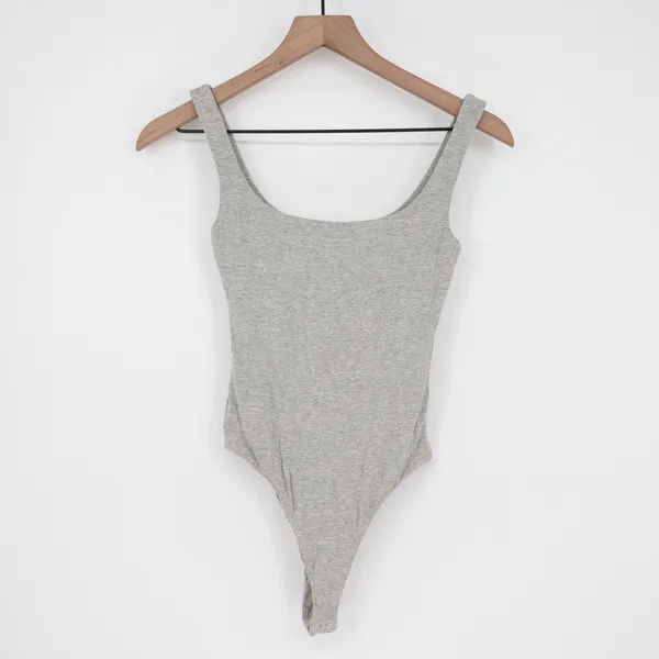 Naked Wardrobe Mens Heather Gray Scoop Neck Sleeveless Thong Bodysuit M - Image 2