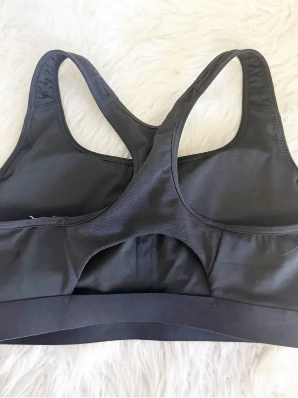 Adidas Black Racerback Sports Bra Small Medium Support Workout - Image 2