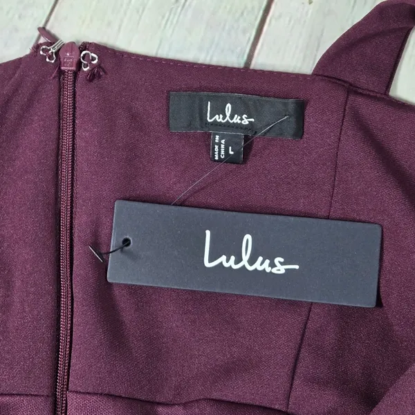 Lulus Vibrant Allure Plum Square Neck Bodycon Midi Dress CD3727 Purple Size L - Image 6