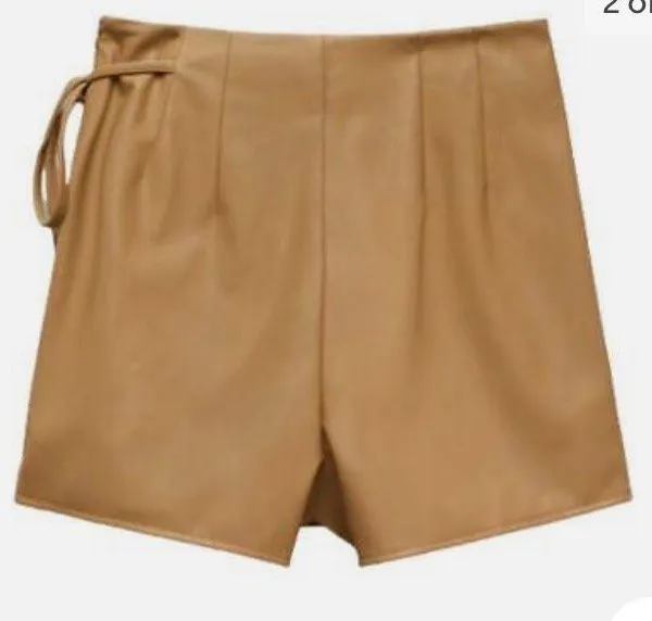 High waist faux leather wrap skort size M - Image 2