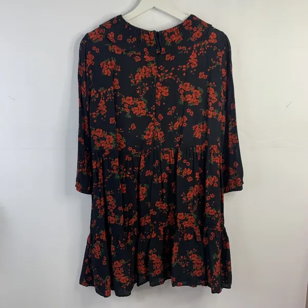 Zara Size M Dress Black Floral Print Babydoll Flowy 3/4 Sleeve Whimsygoth Grunge - Image 8