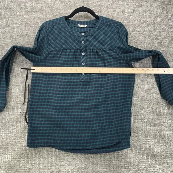 Duluth Trading Co Seawool‎ Plaid Henley Top Green Blue Long Sleeve 3237-97 - Image 12