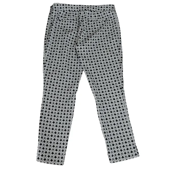 Tory Burch Women’s Callie Jaquard Seamed Black Ivory Mid Rise Cropped Pants Sz 8 - Image 6