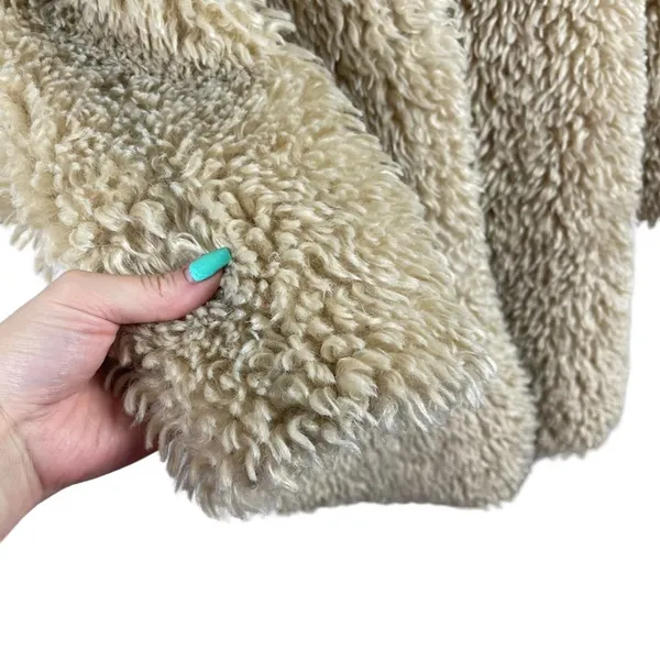 Zara Faux Fur Long Teddy Sherpa Jacket Coat Natural Beige Size Small 8490/241 - Image 6