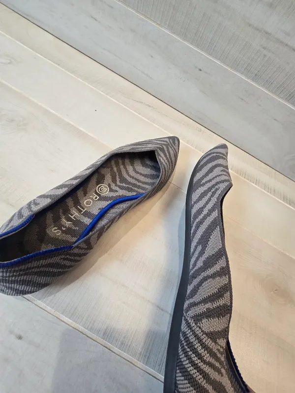 {9.5} Rothy's Gray Zebra Pointed Slip On Ballet Shoe - Image 8