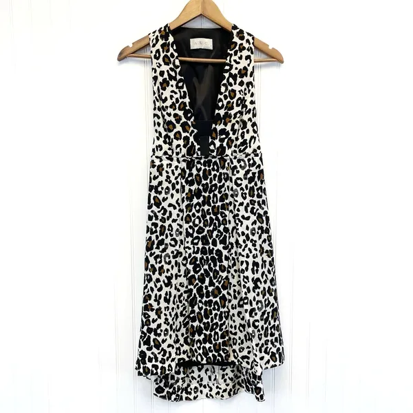 A.L.C. Frank Womens S 100% Silk Dress Leopard‎ Animal Print Cutout Back USA Made - Image 9