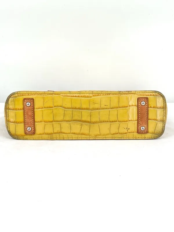 Dooney & Bourke Croco Embossed Sunburst Yellow Leather Lexington Shopper Tote - Image 12
