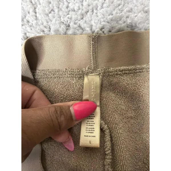 SKIMS Fleece Ribbed Leggings Tan Beige Lounge Pants Womens Large - Image 4