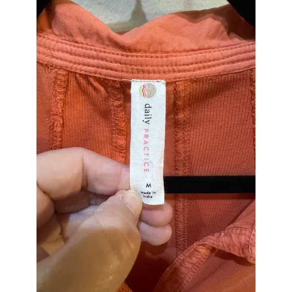 Anthropologie Daily Practice Mini Dress Orange Tango Cotton Size Medium - Image 5