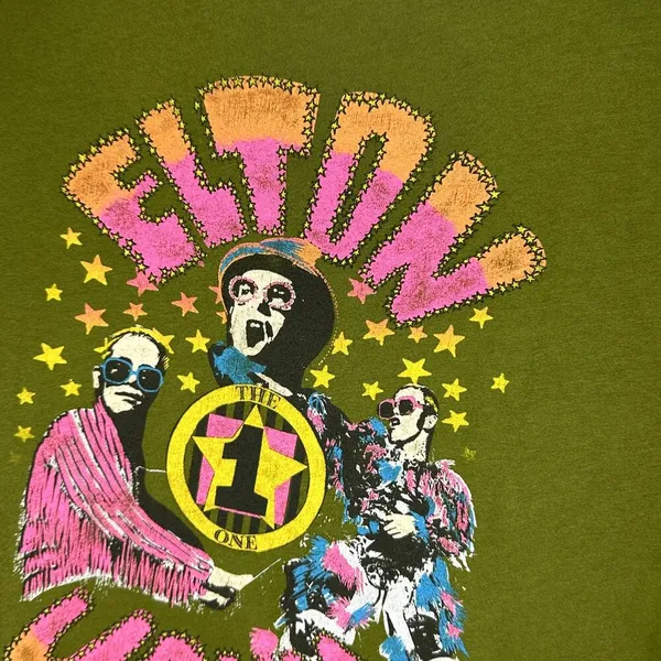 Daydreamer Elton John the One Solo Crewneck Graphic in Olive Green Tee Medium - Image 8