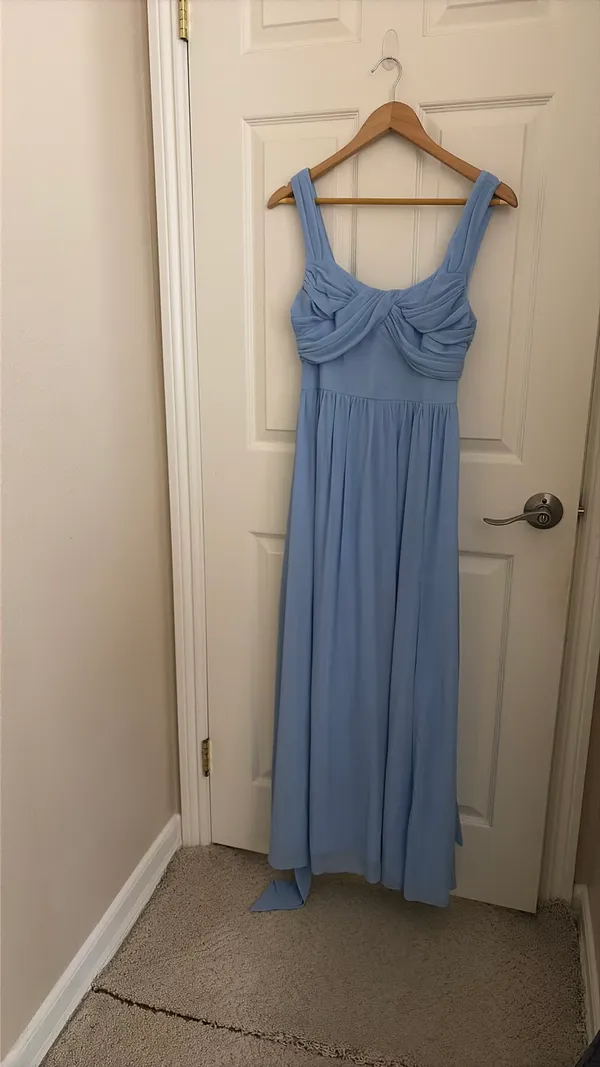 Lulus Light Blue Pleated Bridesmaids Dress - Image 4