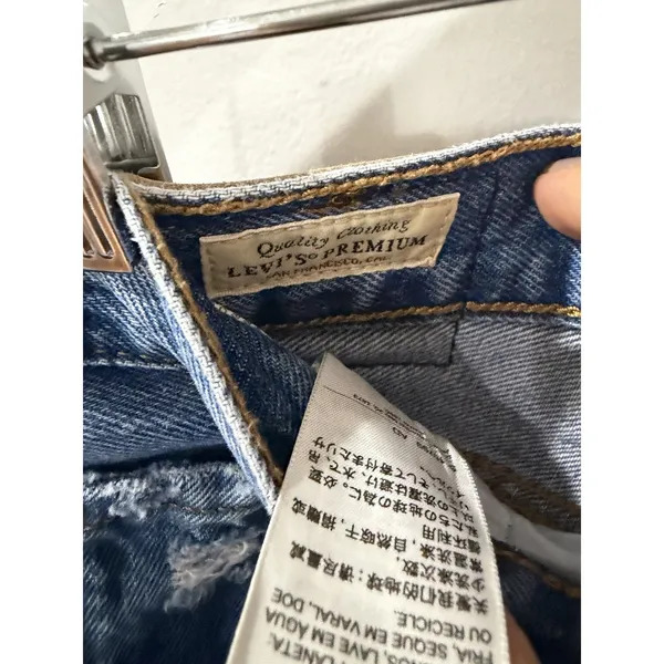 Levis Jeans 29 Blue Ribcage Straight Ankle Button Fly Distressed Med Wash W - Image 2