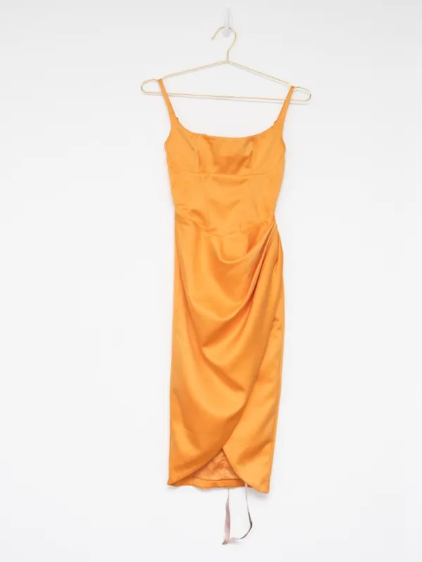 House of CB - Bianca Tangerine Satin Corset Midi Dress - Image 7