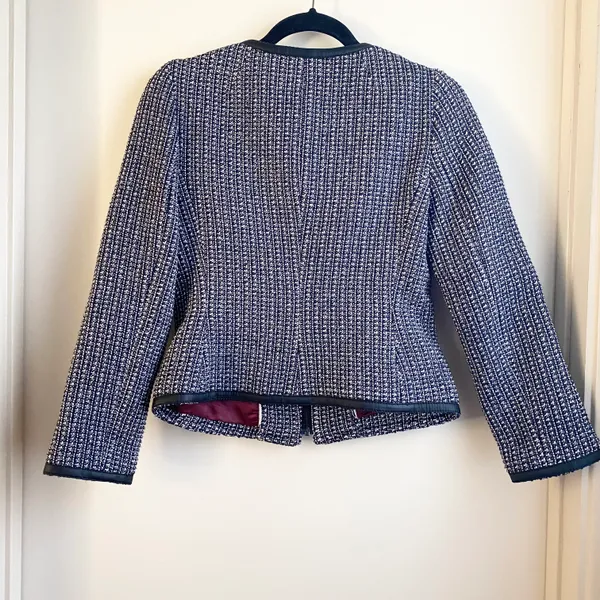 Banana Republic Navy Blue & White Tweed Blazer Jacket - Image 2