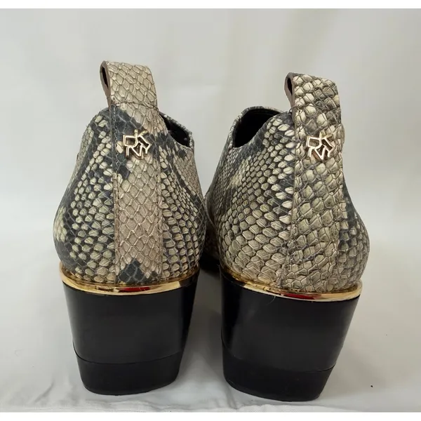 DKNY Snakeskin Embossed Leather Shooties Grey Python Block Heel Boots  7.5 - Image 10