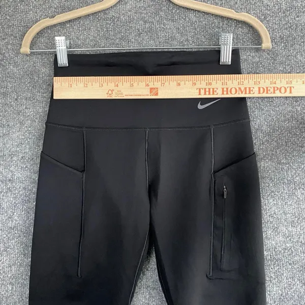 Nike Go Dri-Fit Black Leggings Pockets Zipper Activewear Gym Workout Sporty - Image 4