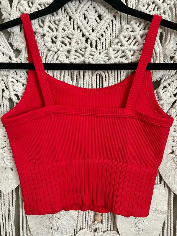 Workout Crop Ribbed Tank Red Size XS - Image 4