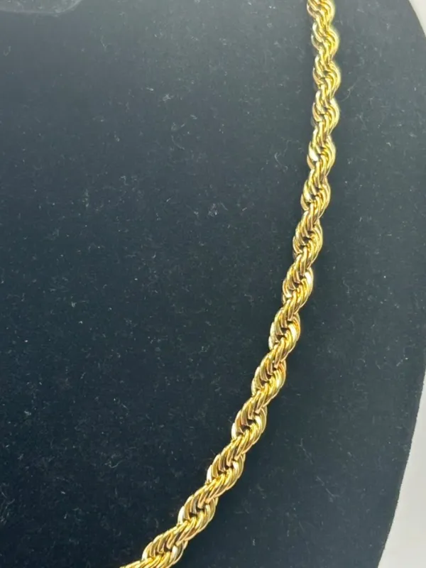 Real Gold Rope Chain Necklace 5mm 22 Inch Plated Mens Solid Durable Never Fade - Image 2