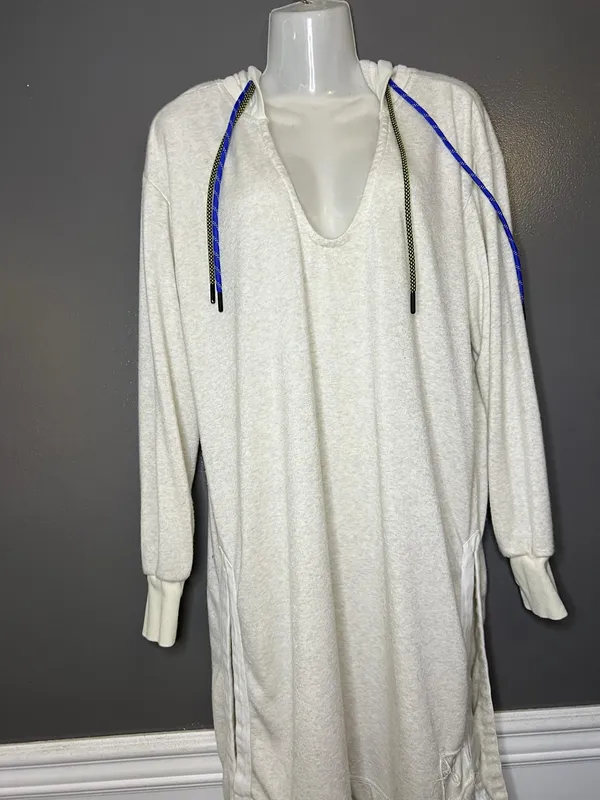 FP Movement Dress Womens Small White Hooded French Terry Sweater Midi Lounge - Image 2