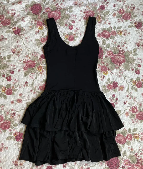 Vintage Black Ruffled Dress - Image 4
