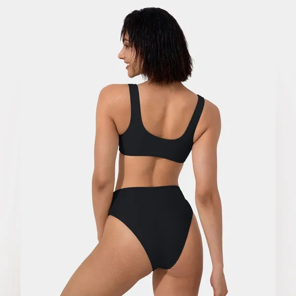 Halara Solid U Neck Bikini Top Swimsuit Small Women’s Black NWT - Image 5