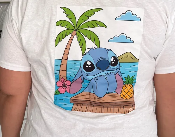 New white t-shirt animated stitch print - Image 2
