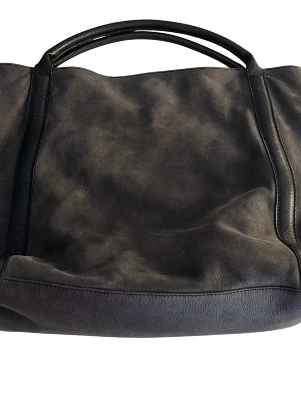 SEE by CHLOE Harriet Hobo Tote Charcoal Grey Nubuck Leather 2 Handles - Image 5